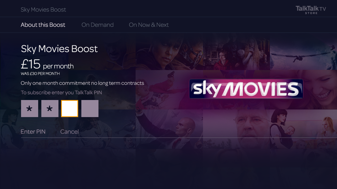 Sky Movies About This Boost Enter PIN 3