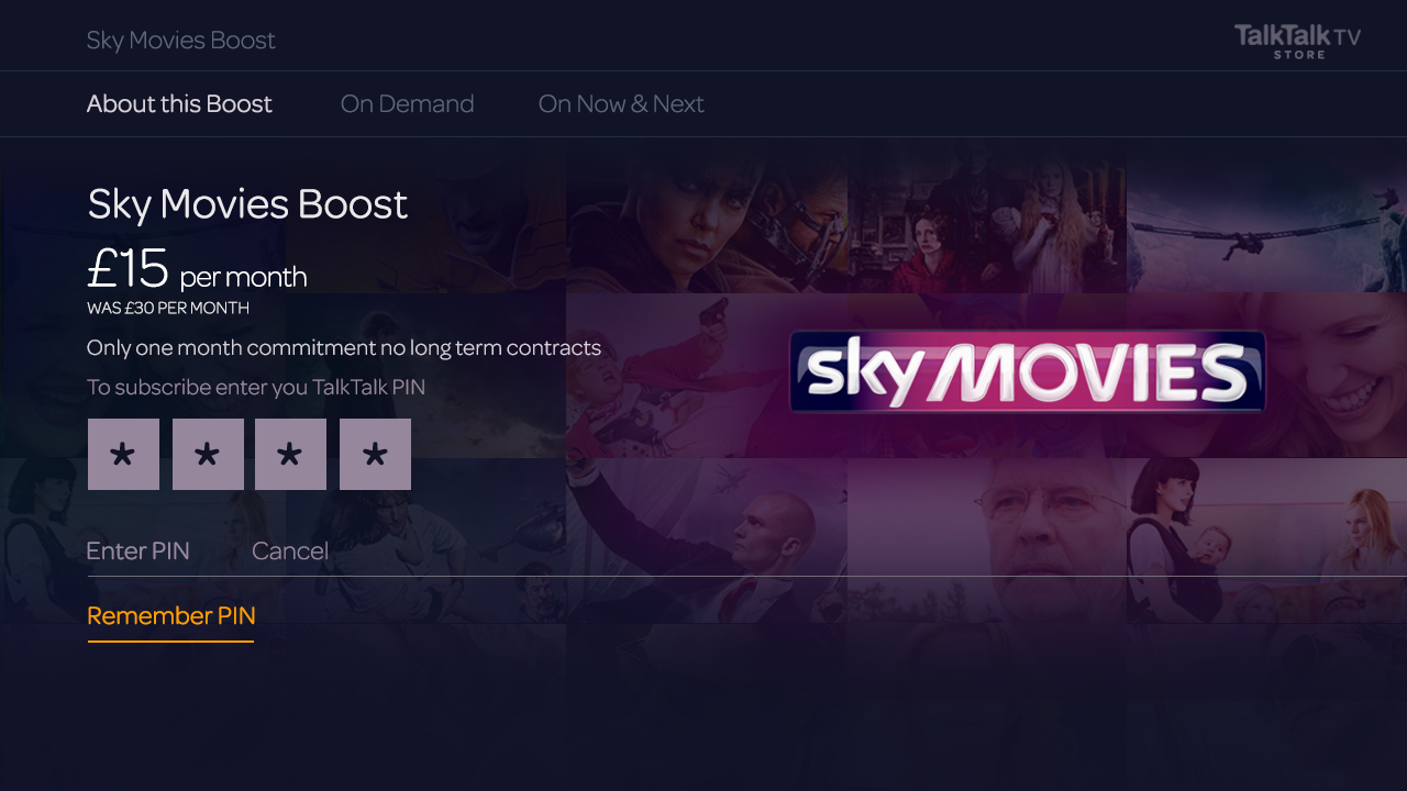 Sky Movies About This Boost Remember PIN