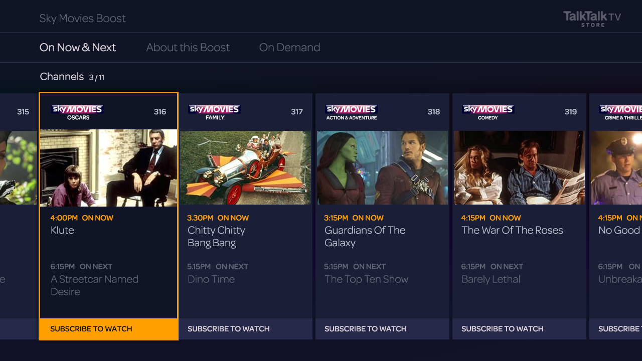 Sky Movies On Now & Next Channel 3